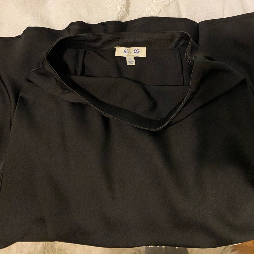NWOT Black Satin Midi Skirt